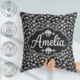 Custom Name Minimal Monochrome Popcorn Buckets on Black Seamless Square Filled Cushion Throw Pillow Sofa Bed Home Decor Zip Washable UK Made