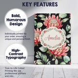 Personalised Name Elegant Protea Flowers Custom  Interior Decorative Contemporary Canvas Wall Art Print Decor Picture Ready to Hang