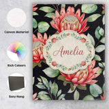 Personalised Name Elegant Protea Flowers Custom  Interior Decorative Contemporary Canvas Wall Art Print Decor Picture Ready to Hang