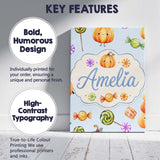 Personalised Name Cute Watercolor Pumpkins Custom  Unique Gift Idea Elegant Feature Canvas Wall Art Print Decor Picture Ready to Hang