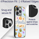 Cute Watercolor Pumpkins and Candy Sweets on Soft Custom Name Protective Phone Case Mobile Cover Durable Everyday Smartphone Shock Resistant