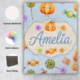 Personalised Name Cute Watercolor Pumpkins Custom  Unique Gift Idea Elegant Feature Canvas Wall Art Print Decor Picture Ready to Hang