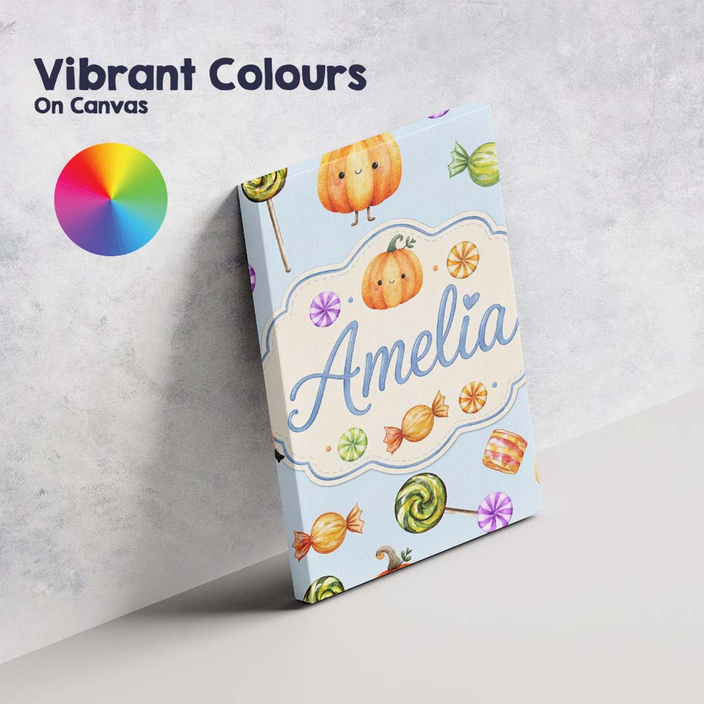 Personalised Name Cute Watercolor Pumpkins Custom  Unique Gift Idea Elegant Feature Canvas Wall Art Print Decor Picture Ready to Hang