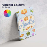Personalised Name Cute Watercolor Pumpkins Custom  Unique Gift Idea Elegant Feature Canvas Wall Art Print Decor Picture Ready to Hang