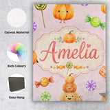 Personalised Name Cute Watercolor Pumpkins Custom  Unique Gift Idea Elegant Feature Canvas Wall Art Print Decor Picture Ready to Hang