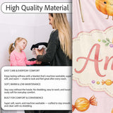 Cute Watercolor Pumpkins and Candy Sweets on Blush Pink Background  Personalised Custom Name Super Soft Fleece Blanket Bed Sofa Throw