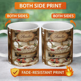Personalized Custom Name Luxury Capsule Bed Pods with Floral Bedding and Soft Lighting Design 11oz Ceramic Coffee Tea Mug White Large Handle