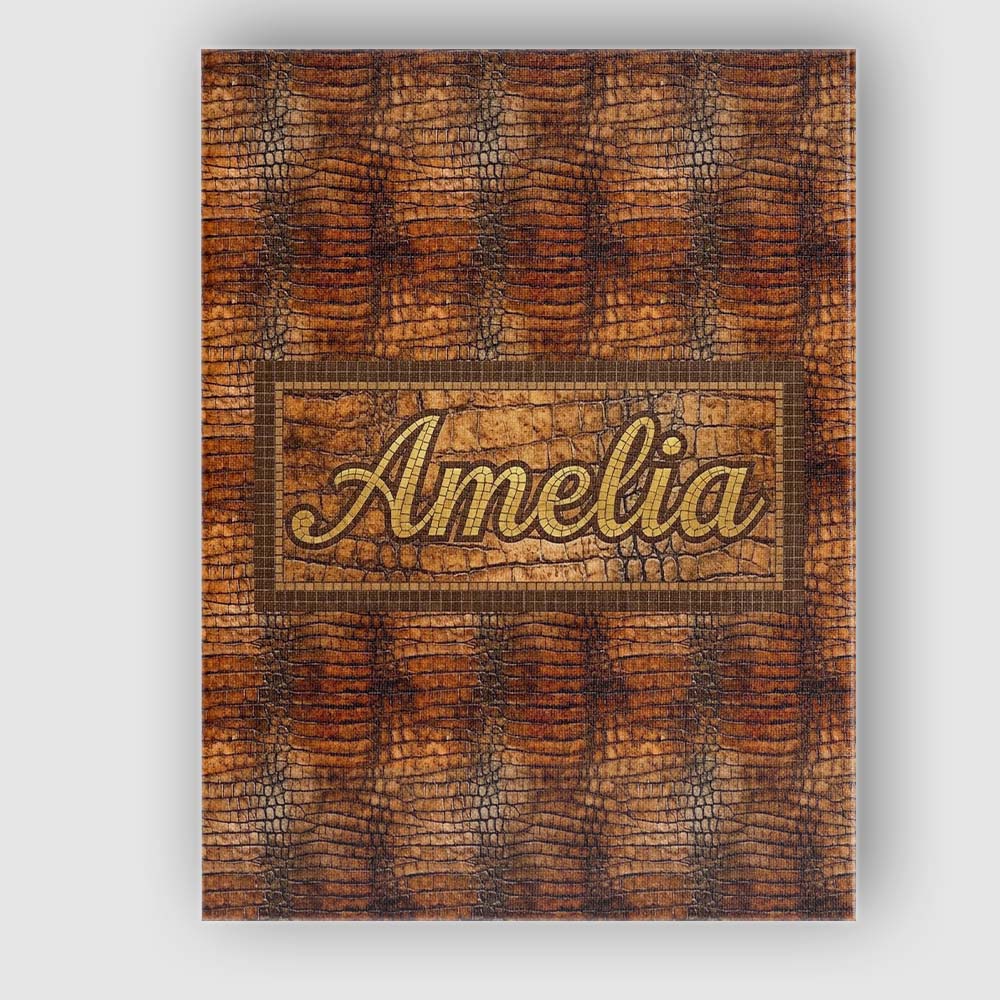 Personalised Name Glossy Tan Crocodile Texture Pattern Luxury Custom Contemporary Display Canvas Wall Art Print Decor Picture Ready to Hang