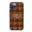 Glossy Tan Crocodile Texture Decorative Design Custom Name Protective Phone Case Mobile Cover Durable Everyday Smartphone Shock Resistant