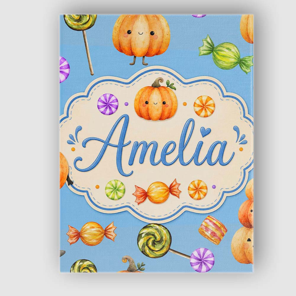 Personalised Name Cute Watercolor Pumpkins Custom  Unique Gift Idea Elegant Feature Canvas Wall Art Print Decor Picture Ready to Hang
