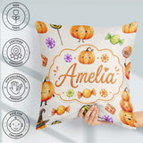 Custom Name Watercolor and Candy Sweets on Teal Green Background Square Filled Cushion Throw Pillow Sofa Bed Home Decor Zip Washable UK Made