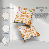 Custom Name Watercolor and Candy Sweets on Teal Green Background Square Filled Cushion Throw Pillow Sofa Bed Home Decor Zip Washable UK Made