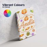 Personalised Name Cute Watercolor Pumpkins Custom  Unique Gift Idea Elegant Feature Canvas Wall Art Print Decor Picture Ready to Hang