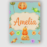 Personalised Name Cute Watercolor Pumpkins Custom  Unique Gift Idea Elegant Feature Canvas Wall Art Print Decor Picture Ready to Hang