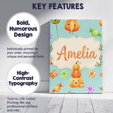 Personalised Name Cute Watercolor Pumpkins Custom  Unique Gift Idea Elegant Feature Canvas Wall Art Print Decor Picture Ready to Hang