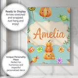 Personalised Name Cute Watercolor Pumpkins Custom  Unique Gift Idea Elegant Feature Canvas Wall Art Print Decor Picture Ready to Hang