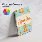 Personalised Name Cute Watercolor Pumpkins Custom  Unique Gift Idea Elegant Feature Canvas Wall Art Print Decor Picture Ready to Hang
