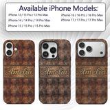 Glossy Tan Crocodile Texture Decorative Design Custom Name Protective Phone Case Mobile Cover Durable Everyday Smartphone Shock Resistant