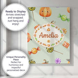 Personalised Name Cute Watercolor Pumpkins Custom  Unique Gift Idea Elegant Feature Canvas Wall Art Print Decor Picture Ready to Hang