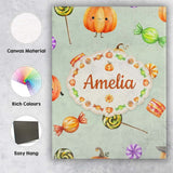 Personalised Name Cute Watercolor Pumpkins Custom  Unique Gift Idea Elegant Feature Canvas Wall Art Print Decor Picture Ready to Hang