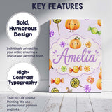 Personalised Name Cute Watercolor Pumpkins Custom  Unique Gift Idea Elegant Feature Canvas Wall Art Print Decor Picture Ready to Hang