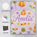 Personalised Name Cute Watercolor Pumpkins Custom  Unique Gift Idea Elegant Feature Canvas Wall Art Print Decor Picture Ready to Hang