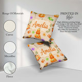 Custom Name Watercolor and Candy Sweets on Soft Lilac Background Square Filled Cushion Throw Pillow Sofa Bed Home Decor Zip Washable UK Made