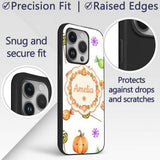 Cute Watercolor Pumpkins and Candy Sweets on Mint Custom Name Protective Phone Case Mobile Cover Durable Everyday Smartphone Shock Resistant