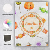 Personalised Name Cute Watercolor Pumpkins Custom  Unique Gift Idea Elegant Feature Canvas Wall Art Print Decor Picture Ready to Hang