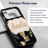 Adorable Baby Jungle Animals with Leaves on Black Custom Name Protective Phone Case Mobile Cover Durable Everyday Smartphone Shock Resistant