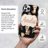 Adorable Baby Jungle Animals with Leaves on Black Custom Name Protective Phone Case Mobile Cover Durable Everyday Smartphone Shock Resistant