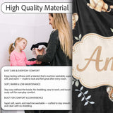 Adorable Baby Jungle Animals with Leaves on Black Background Lovely  Personalised Custom Name Super Soft Fleece Blanket Bed Sofa Throw