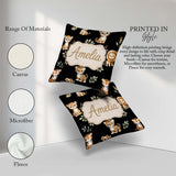 Custom Name Cute Baby Jungle Animals with Leaves on Cream Beige Square Filled Cushion Throw Pillow Sofa Bed Home Decor Zip Washable UK Made