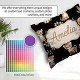 Custom Name Cute Baby Jungle Animals with Leaves on Cream Beige Square Filled Cushion Throw Pillow Sofa Bed Home Decor Zip Washable UK Made