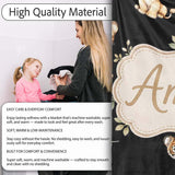 Cute Baby Jungle Animals with Leaves on Cream Beige Background  Personalised Custom Name Super Soft Fleece Blanket Bed Sofa Throw