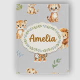 Personalised Name Cute Baby Jungle Animals Custom  Unique Gift Idea Elegant Feature Canvas Wall Art Print Decor Picture Ready to Hang