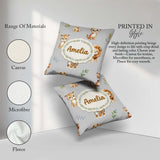 Custom Name Cute Baby Jungle Animals with Leaves on Light Grey Square Filled Cushion Throw Pillow Sofa Bed Home Decor Zip Washable UK Made