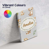 Personalised Name Cute Baby Jungle Animals Custom  Unique Gift Idea Elegant Feature Canvas Wall Art Print Decor Picture Ready to Hang