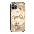Cute Baby Jungle Animals with Leaves on Warm Custom Name Protective Phone Case Mobile Cover Durable Everyday Smartphone Shock Resistant