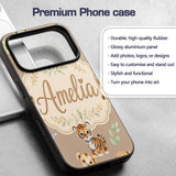 Cute Baby Jungle Animals with Leaves on Warm Custom Name Protective Phone Case Mobile Cover Durable Everyday Smartphone Shock Resistant