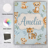 Personalised Name Cute Baby Jungle Animals Custom  Unique Gift Idea Elegant Feature Canvas Wall Art Print Decor Picture Ready to Hang