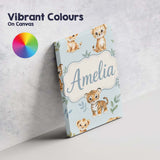 Personalised Name Cute Baby Jungle Animals Custom  Unique Gift Idea Elegant Feature Canvas Wall Art Print Decor Picture Ready to Hang
