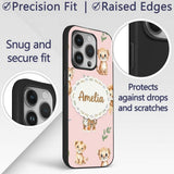 Cute Baby Jungle Animals with Leaves on Blush Custom Name Protective Phone Case Mobile Cover Durable Everyday Smartphone Shock Resistant