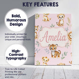 Personalised Name Cute Baby Jungle Animals Custom  Unique Gift Idea Elegant Feature Canvas Wall Art Print Decor Picture Ready to Hang
