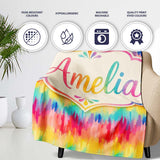 Vibrant Watercolor Abstract Brush Strokes Seamless Pattern Lovely  Personalised Custom Name Super Soft Fleece Blanket Bed Sofa Throw