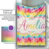 Vibrant Watercolor Abstract Brush Strokes Seamless Pattern Lovely  Personalised Custom Name Super Soft Fleece Blanket Bed Sofa Throw