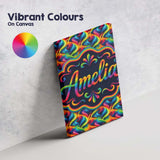 Personalised Name Bold Multicolour Abstract Custom  Bespoke Interior Contemporary Canvas Wall Art Print Decor Picture Ready to Hang
