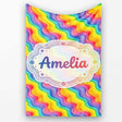 Bright Rainbow Wavy Stripes Seamless Pattern Cute Unique Gift Lovely  Personalised Custom Name Super Soft Fleece Blanket Bed Sofa Throw