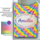 Bright Rainbow Wavy Stripes Seamless Pattern Cute Unique Gift Lovely  Personalised Custom Name Super Soft Fleece Blanket Bed Sofa Throw