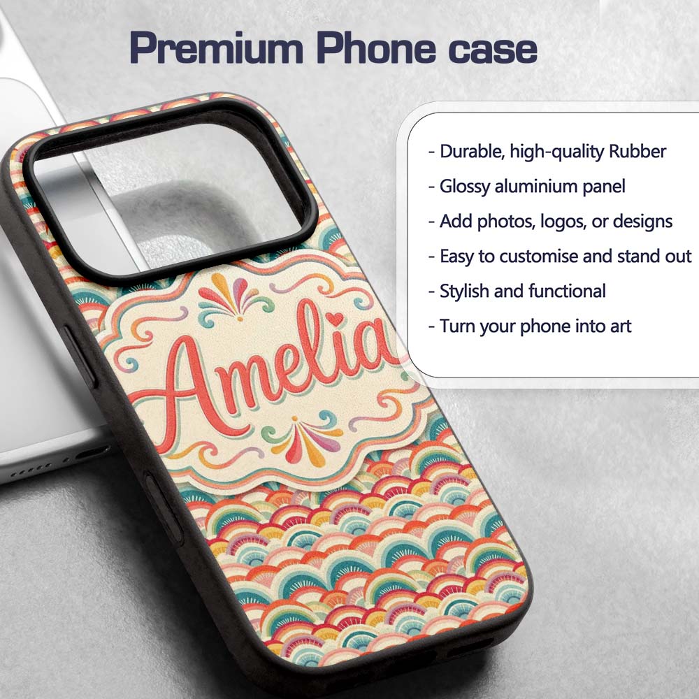 Scallop Rainbow Arches Seamless Pattern Beautiful Custom Name Protective Phone Case Mobile Cover Durable Everyday Smartphone Shock Resistant